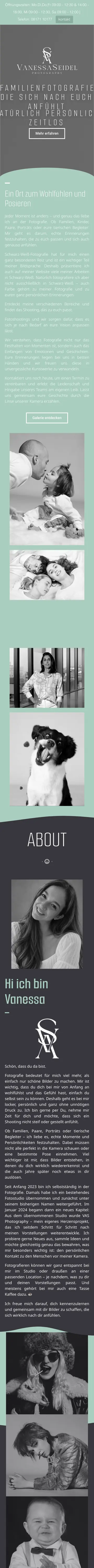 Website VAS Photography auf dem Handy